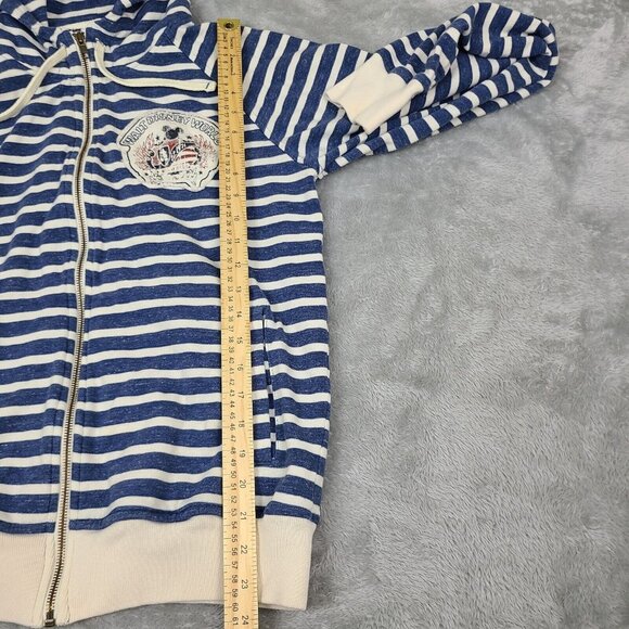 Walt Disney Parks White & Blue‎ Striped Pullover Hoodie Sweatshirt Size Small - Picture 5 of 6